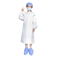 Waterproof medical PE coated surgical gown with plastic strips