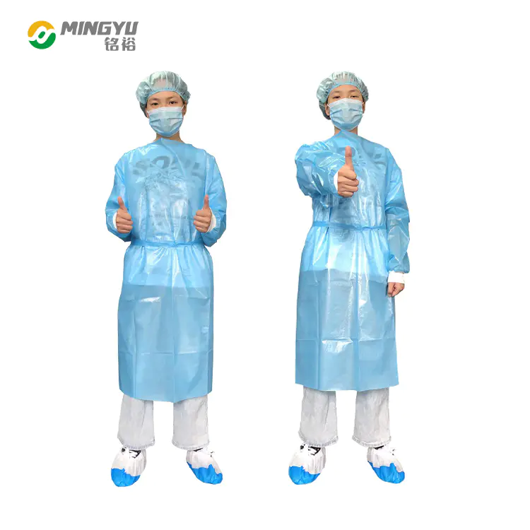 PP nonwoven fabric with threaded cuffs disposable medical surgical gown